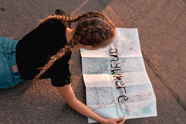Life transition Woman Reading Map